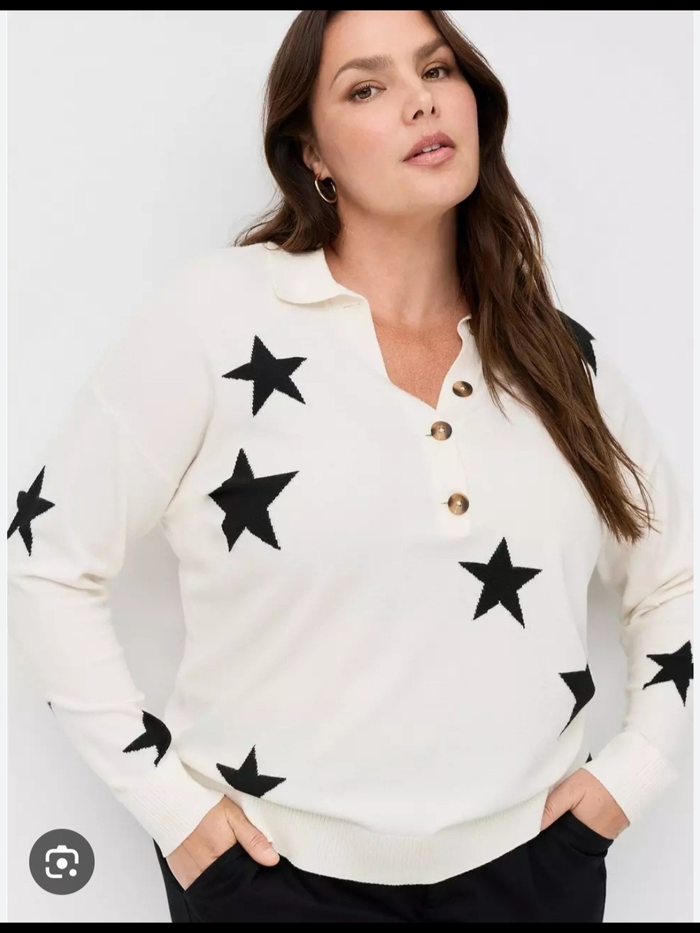 Torrid NWOT Sz 00 Cream Star Print  Sweater - Women